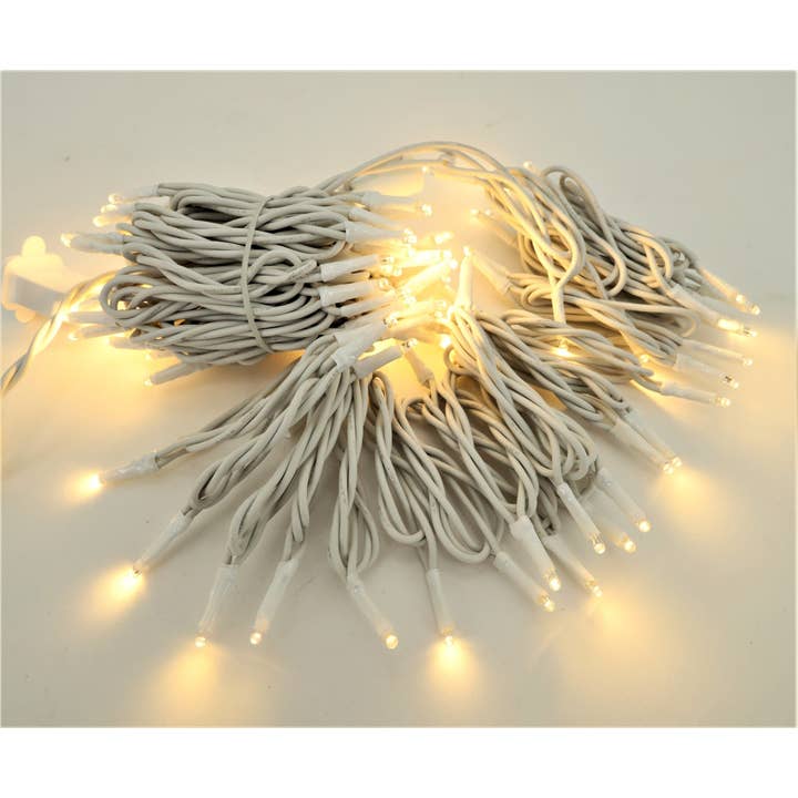 100 luzes LED micro de branco quente com fio branco por atacado de Tremont Floral Supplies