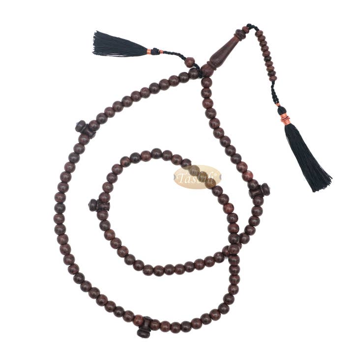Dark Brown Tamarind Wood Tijani Tariqah Tasbih Coppered for wholesale by IndoMode