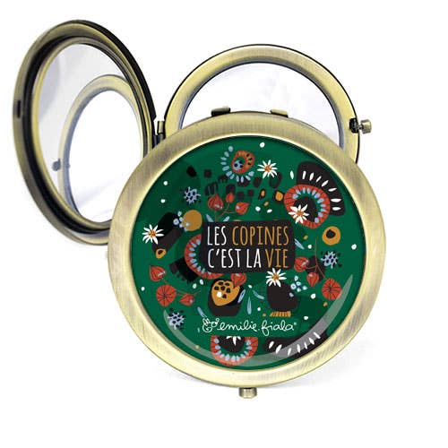 Espejo de bolsillo Edelweiss Copines - Bronce antiguo para venta al por mayor de Les Jolies d'Emilie
