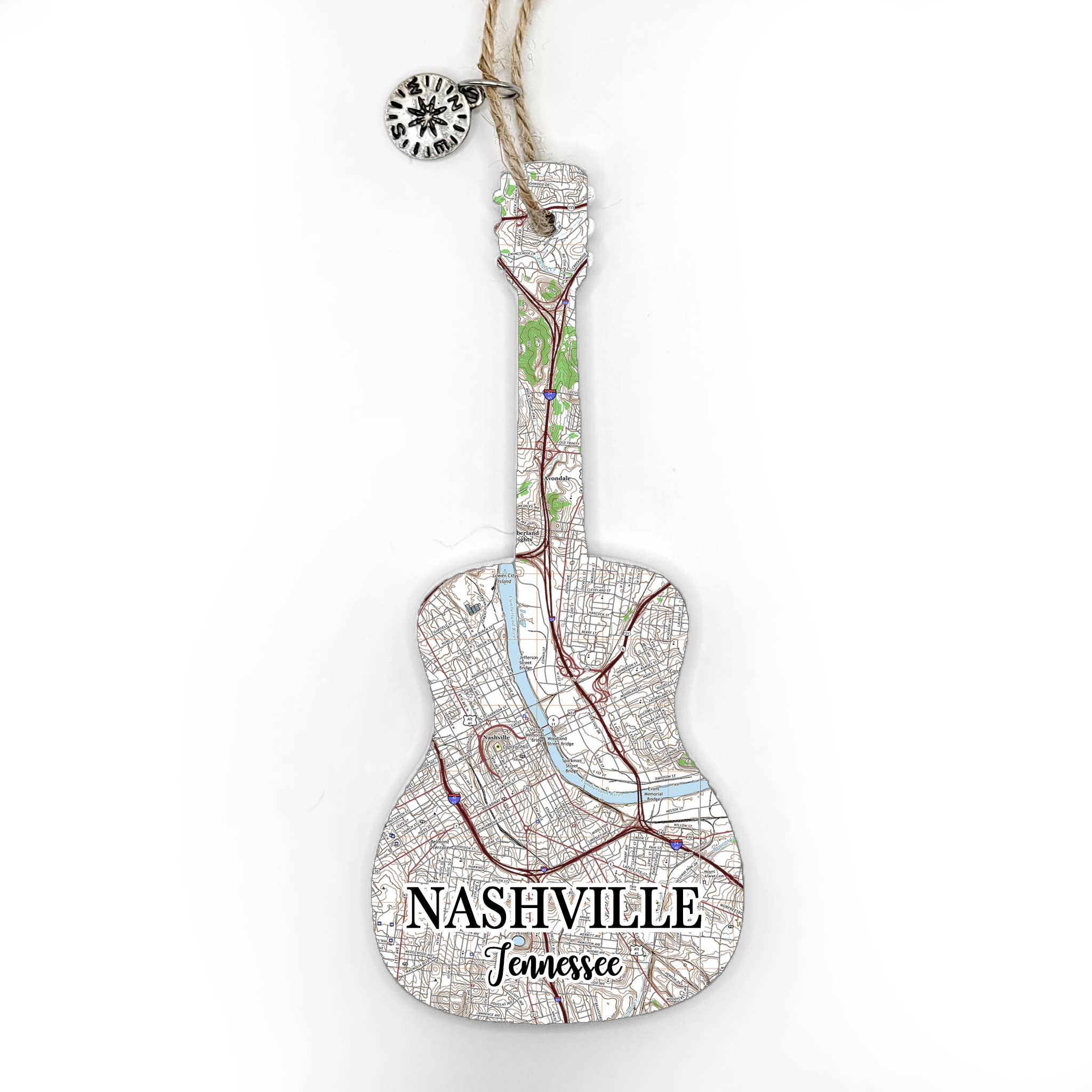 Map Mom - Wholesale Ornament - Guitar Shaped Wood Ornament with Map -Custom Location!0