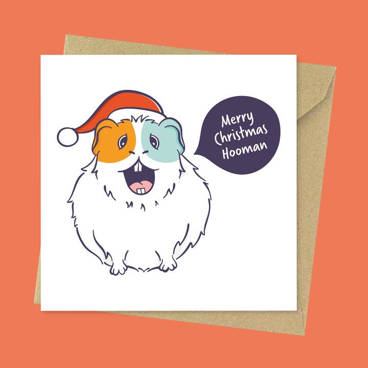 Feliz Christmas Hooman, engraçado cartão de Natal por atacado de Goofy Guineas