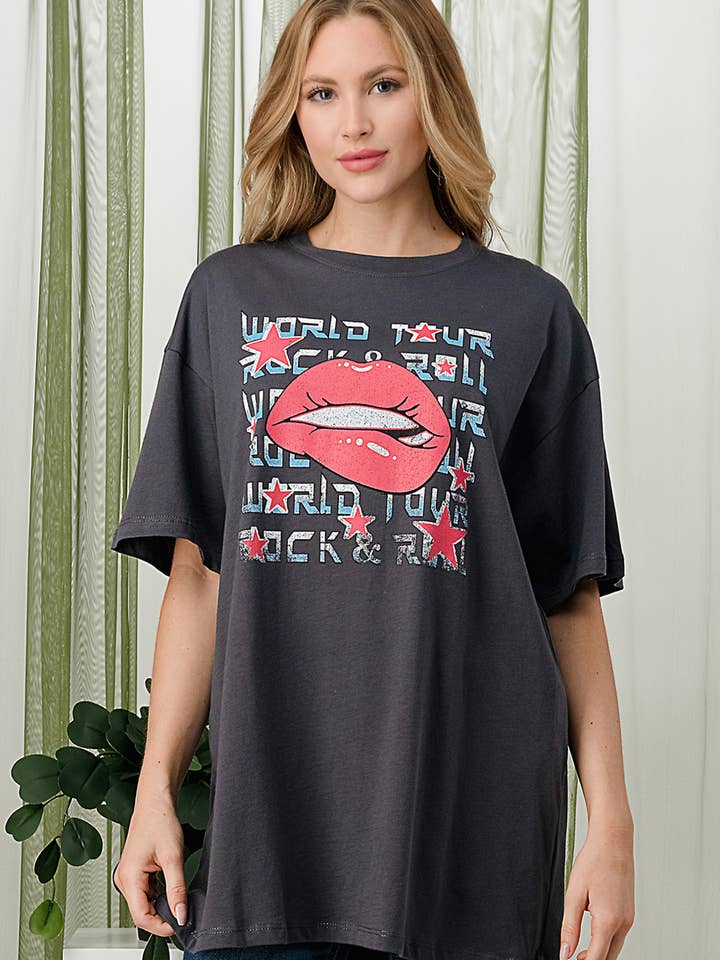 LIPS GRAPHIC TOP for wholesale by Tres Bien, Inc