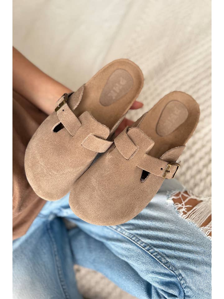 PMK SHOES - Wholesale Clogs - Women's - Teli - Mink - Suede Leather Clog Handmade in Argetina2