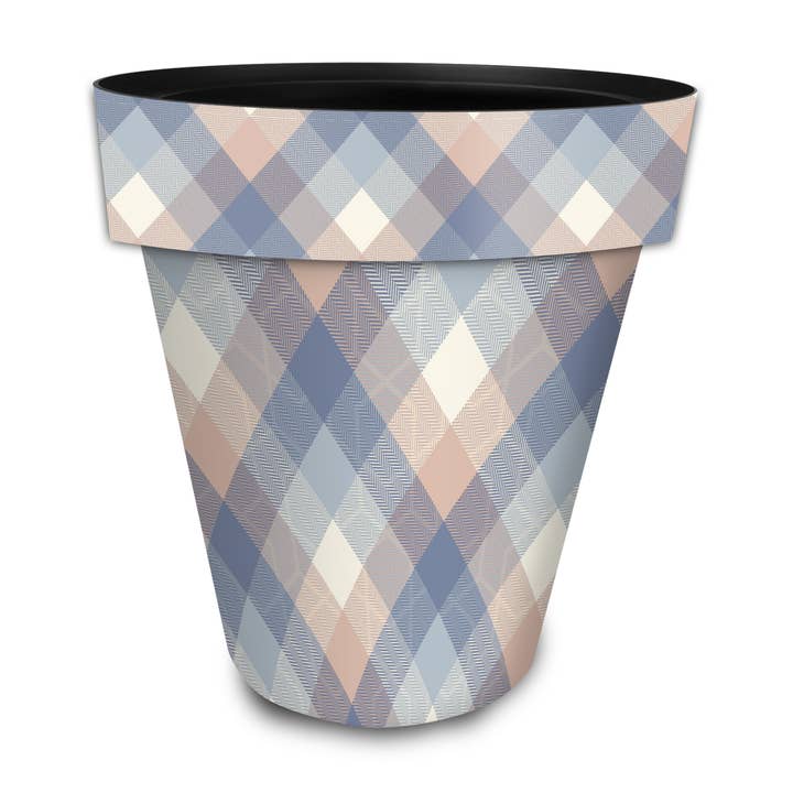 Pink and Blue Check Large Planter for wholesale by Briarwood Lane