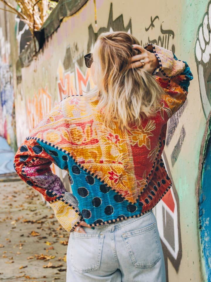 Folklore Couture - Wholesale Jacket - Women's - Kantha Quilted Jacket – Patchwork One-of-a-Kind Coat 11