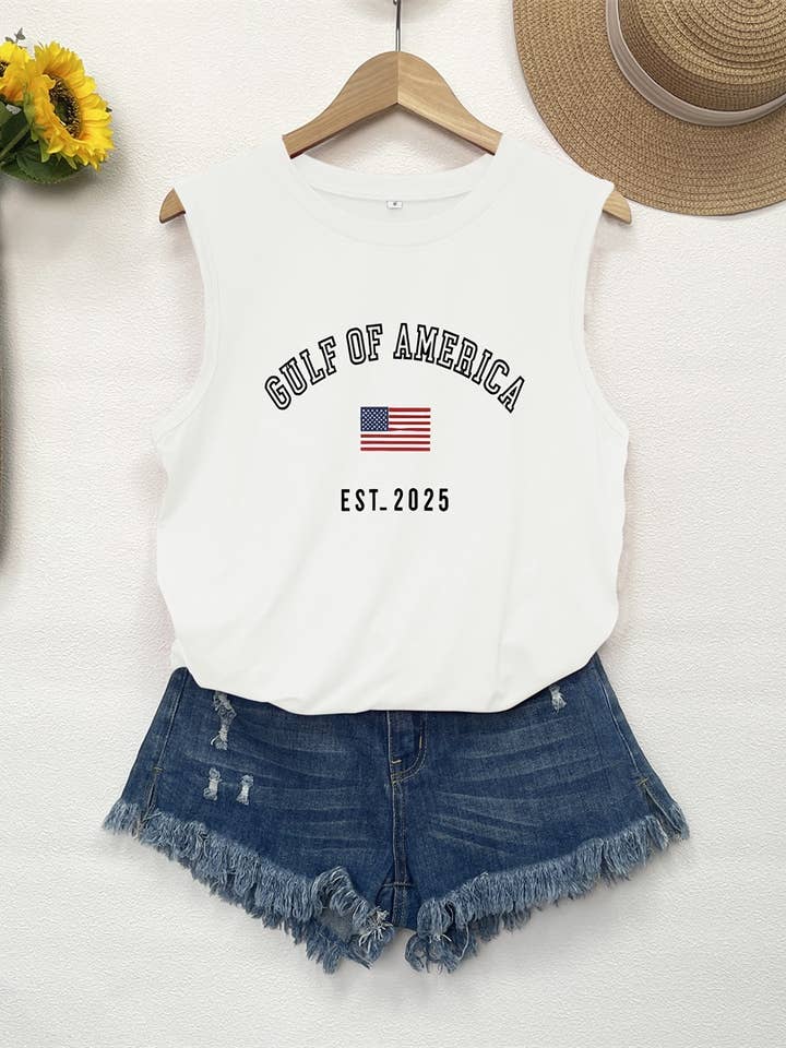UNISHE - Wholesale Tank Top - Women's - Gulf of America USA Flag Graphic Tank Top STC125B1-T3