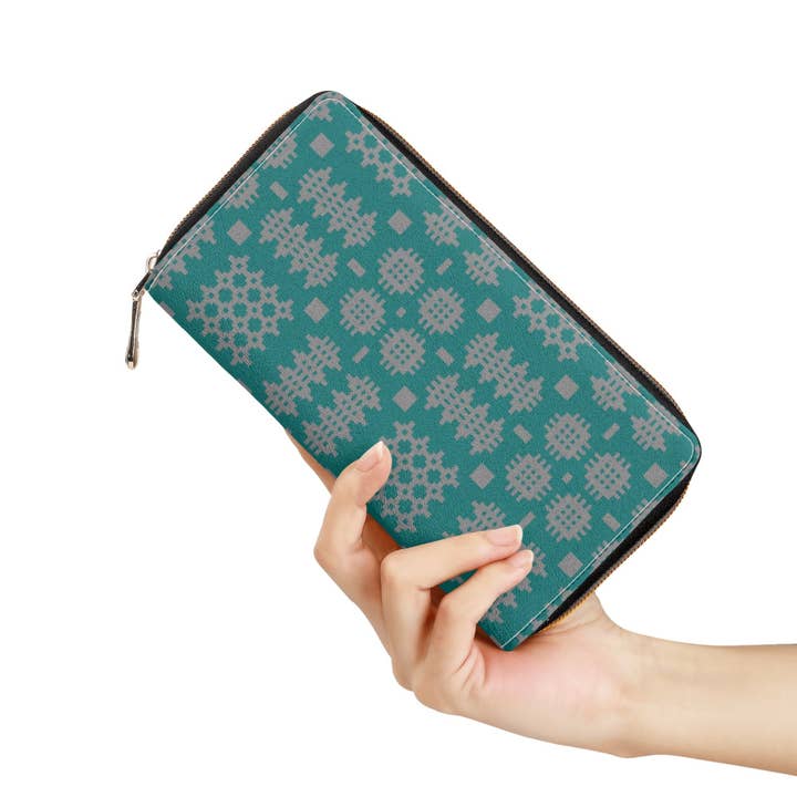 Moose & Co - Wholesale Wallet - Women's - Teal Welsh tapestry design PU faux leather Purse