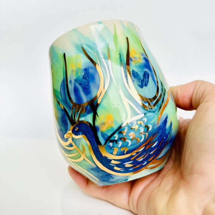 Carys Martin Ceramics - Wholesale Coffee Mug - Peacock Lapis Lazuli Crystal Mug