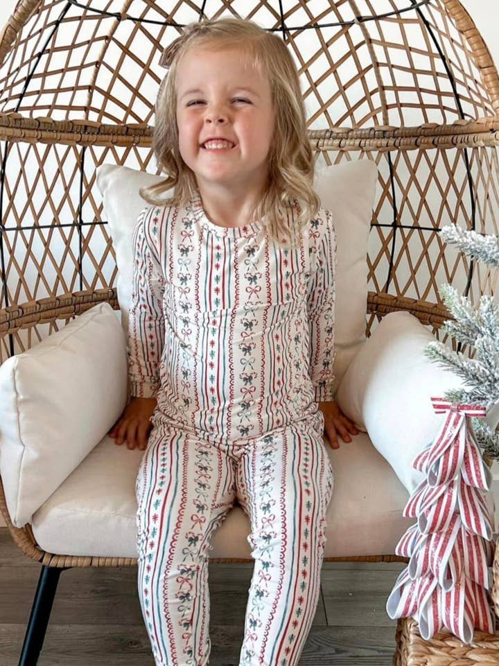 Little Joy Co. - Wholesale Sleepwear Set - Kids - Candy Cane Lane Bamboo Christmas Pajamas - 2pc Set