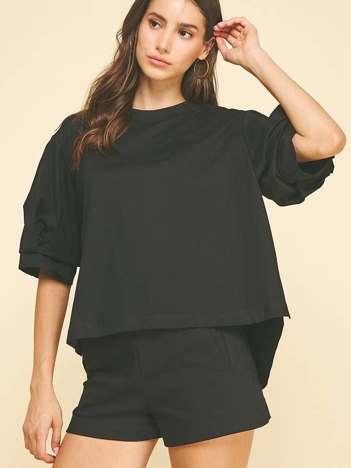 TOP DE MATERIAIS MISTOS COM FRENTE DE MALHA E COSTAS DE TECIDO - 6665T por atacado de PINCH