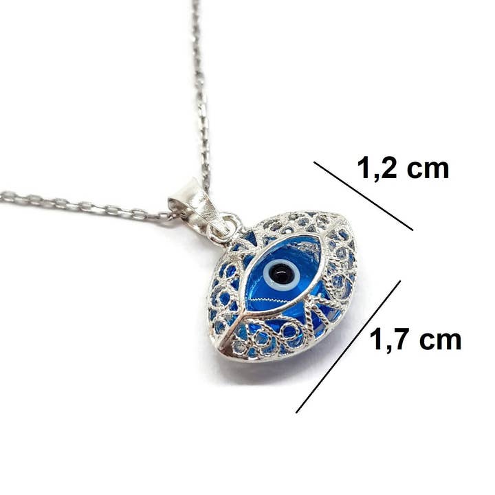 MYSTIC JEWELS - Wholesale Pendant/Charm Necklace - Glass Evil Eye and 925 Sterling Silver Necklace - Turkish