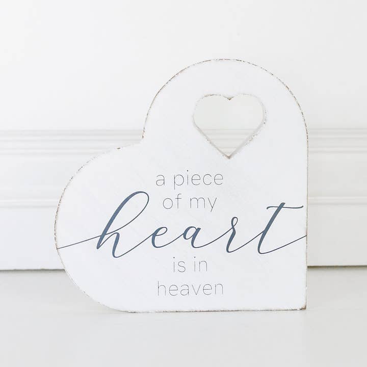 Adams & Co. - Wholesale Sign - 10944 - 7x7 reversible wood shape (HEART HEAVEN) SYMPATHY