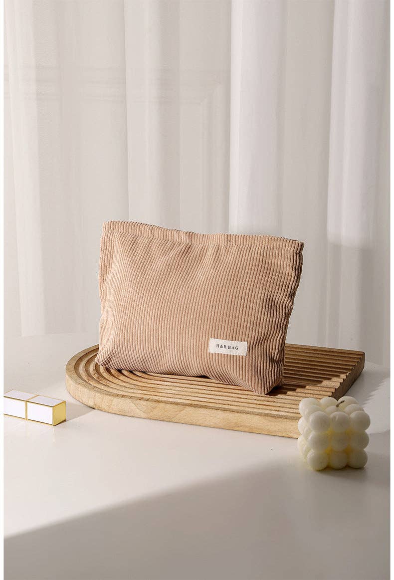 Dipped Shop - Wholesale Make-up/cosmetic bag - Simple Solid Color Corduroy Cosmetic Bag DPB10236