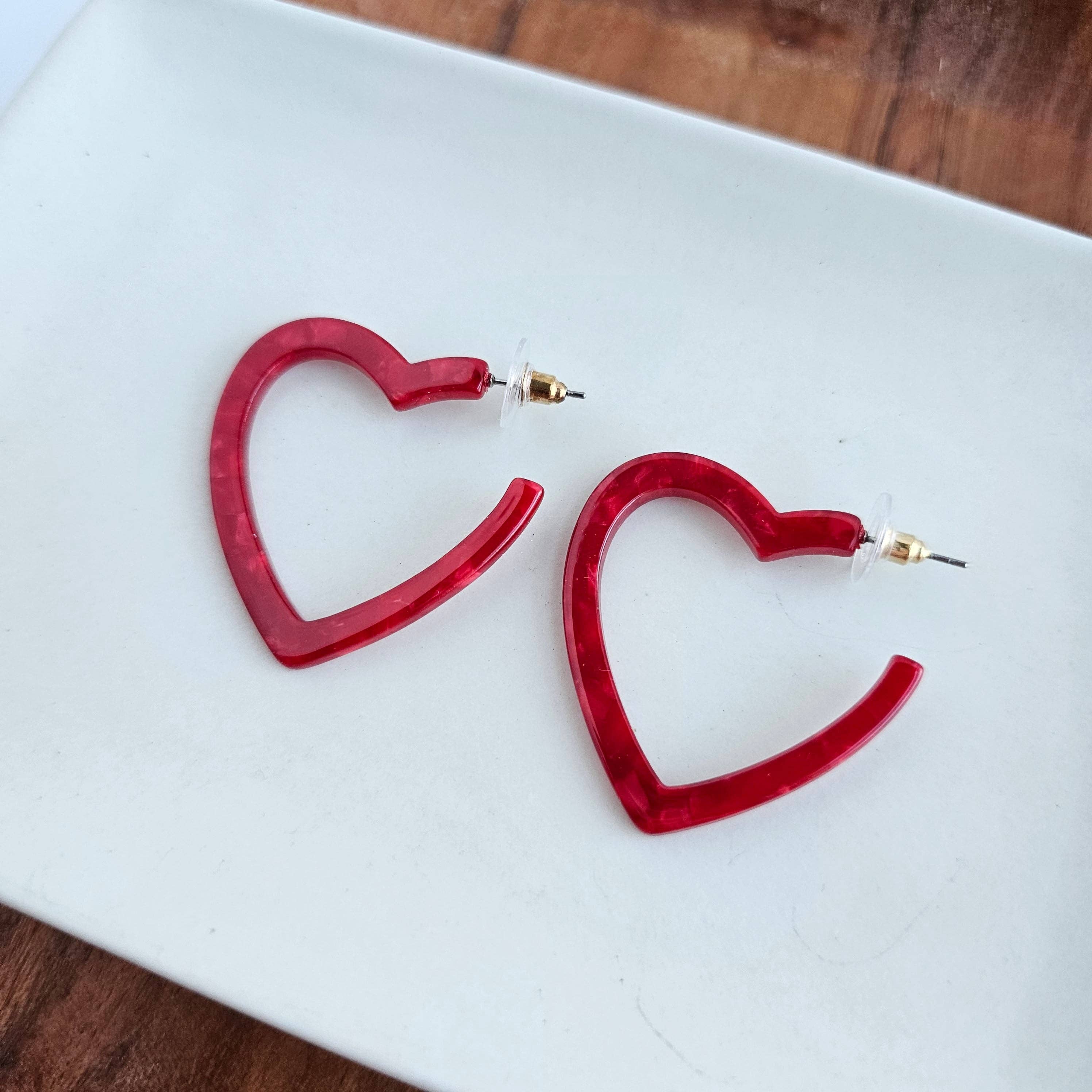 Spiffy & Splendid - Wholesale Hoop Earrings - Heart Hoops - Red // Jewelry, Earrings, Valentines10