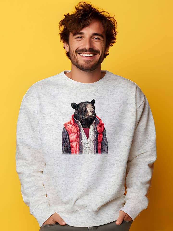 SVART BJÖRN PORSLINGRÅ TRÖJA FÖR MÄN för wholesale av Wooop