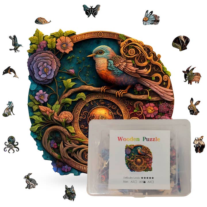 Crafthub - Wholesale Puzzle - Adult - Bird and Bloom Yin Yang Wooden Jigsaw Puzzle - Harmonious