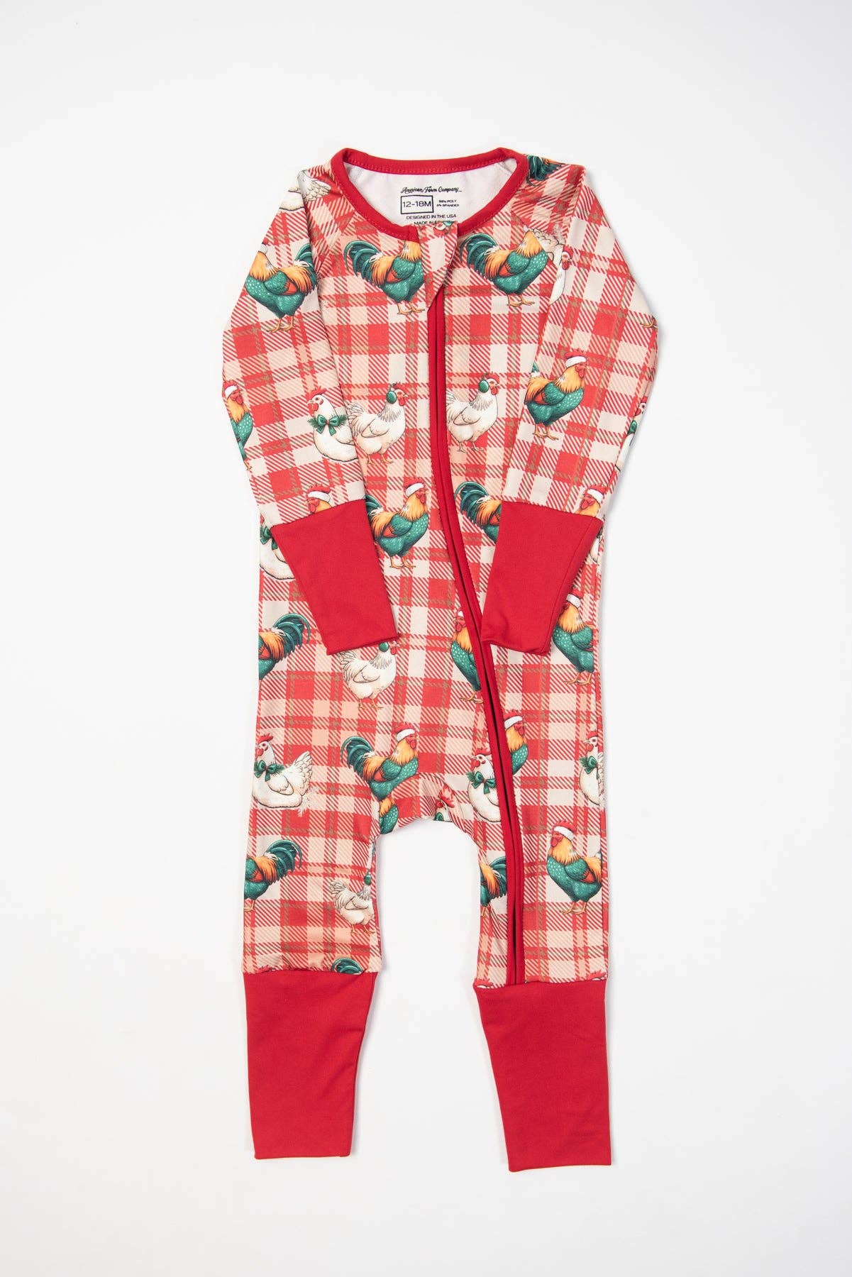 American Farm Company – wholesale Sleepsuit – Baby – Christmas Chickens Plaid Baby Zippy6