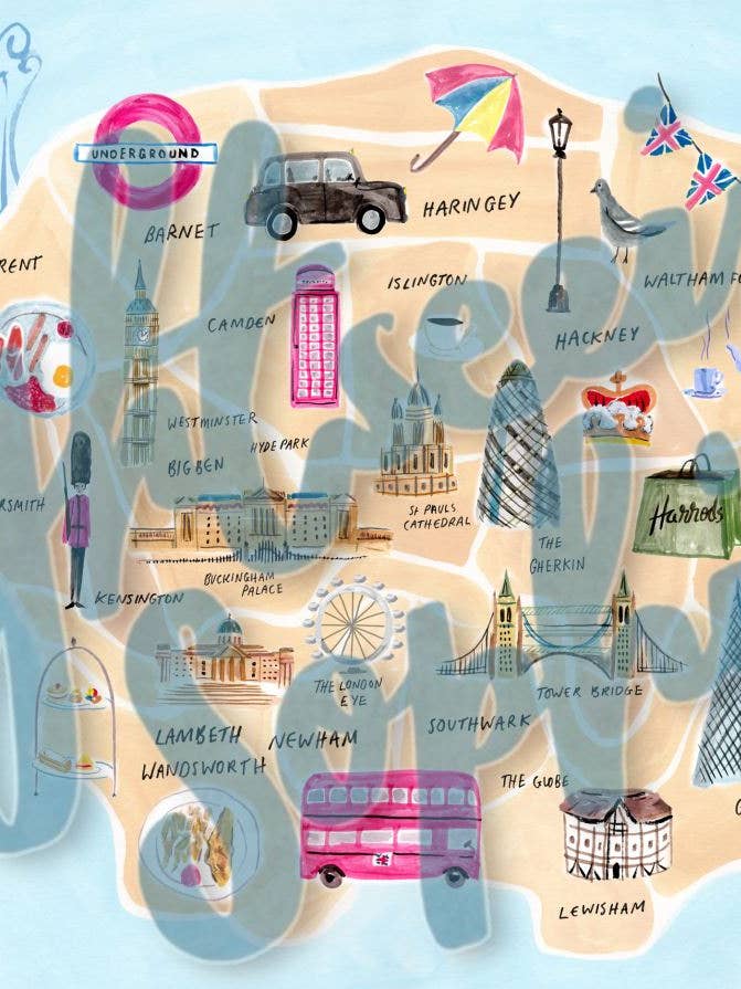 Sightseeing Sophie London Karte Kunst Druck für Kinder – 12x18" für den Großhandel von Sightseeing Sophie Series