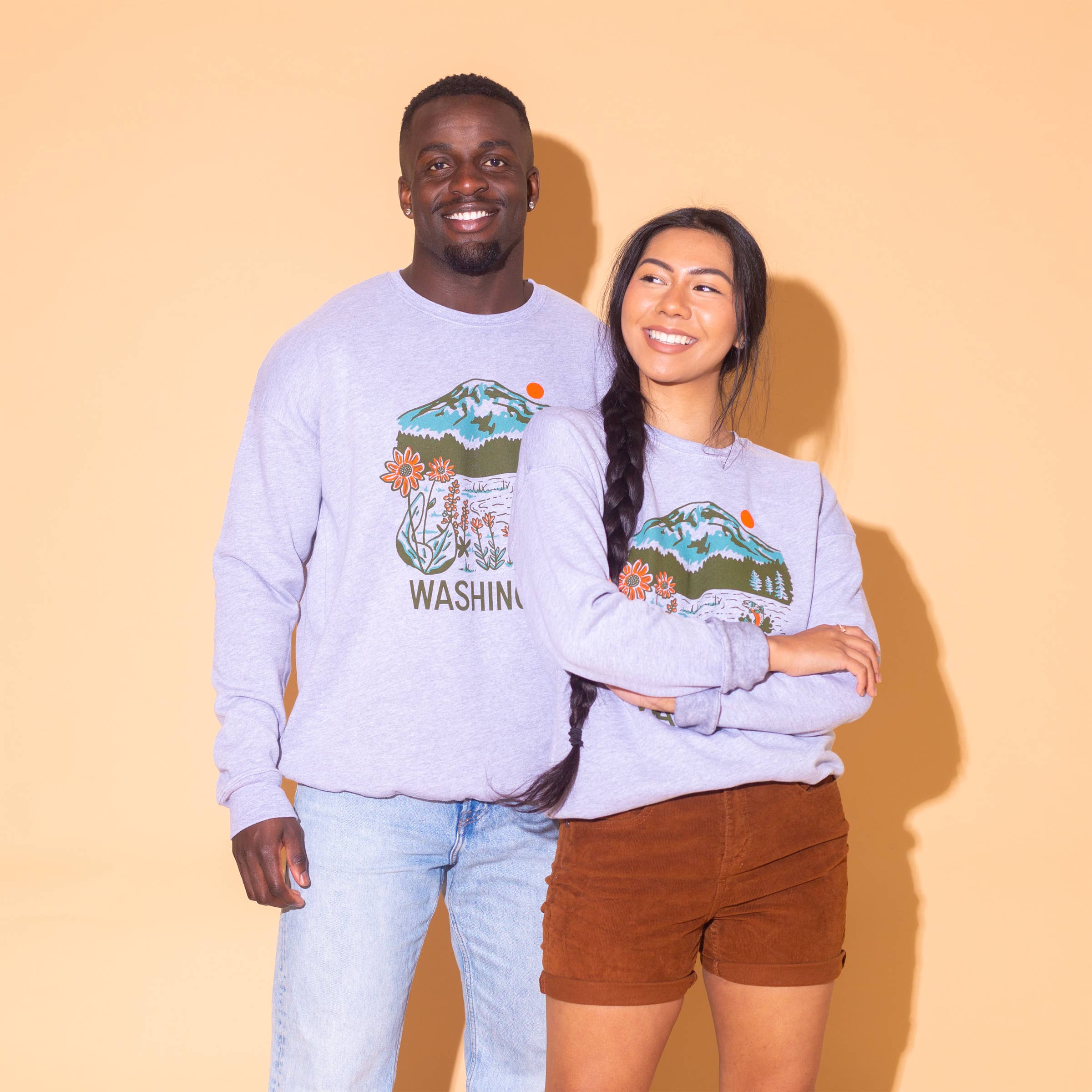 Tender Loving Empire - Wholesale Graphic Sweatshirt - Unisex - WA Mountain Lake Crew Sweatshirt (Ash Gray)1