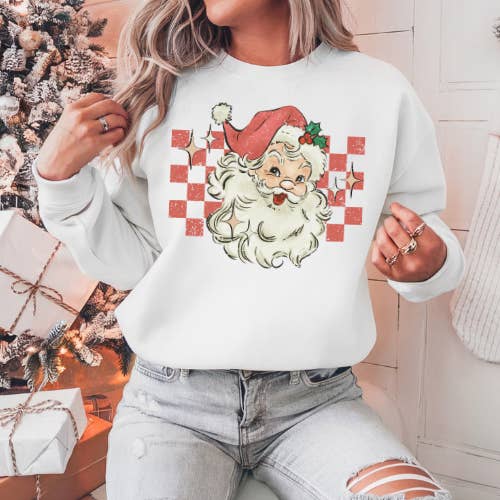 Retro Vintage Santa Christmas Sweatshirt T-Shirt Hoodie for wholesale by Simply J4 Boutique