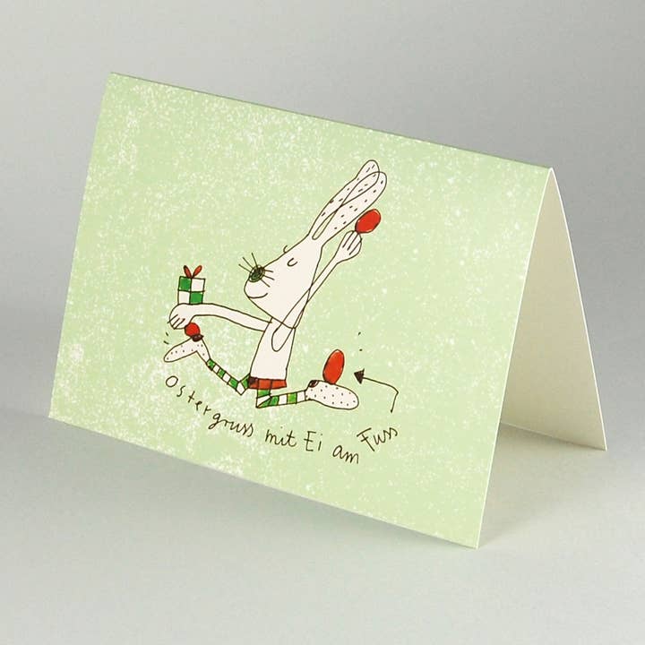 100 påskekort med ordsprog: Påskehilsen med æg til fods for engroshandel hos Kettcards