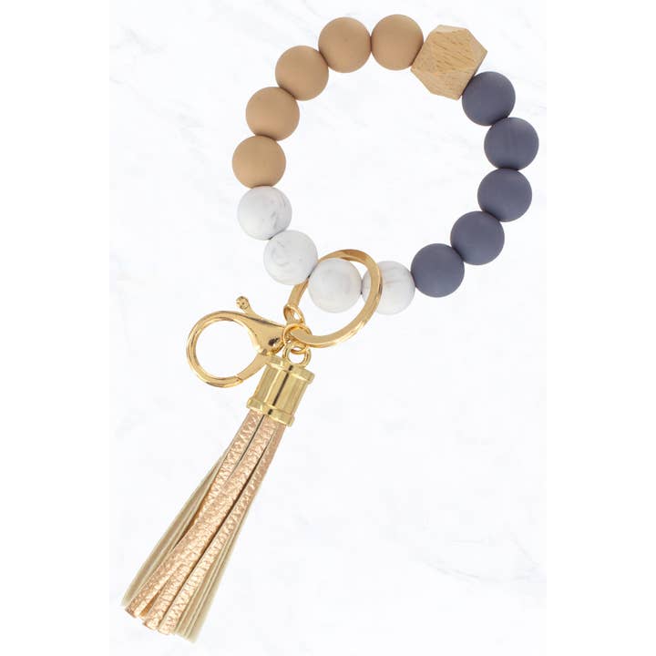 Suzie Q USA - Wholesale Keychain - Women's - Color Silicone Beaded Key Ring Keychain