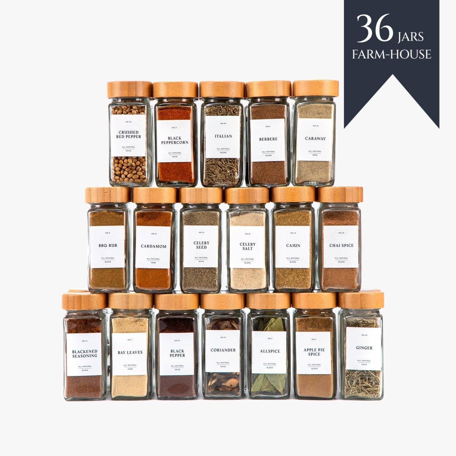 Finessy - Wholesale Jar - SPICE JARS WITH LABEL BAMBOO LID12