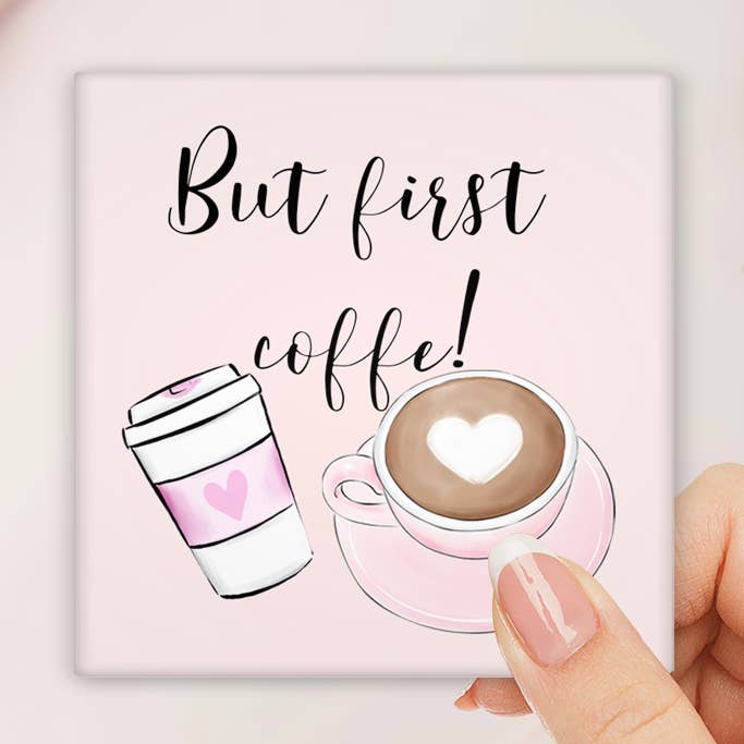 Mais d'abord le café - Aimant pour réfrigérateur 2x2" pour la vente par Fantastic Photo Magnets