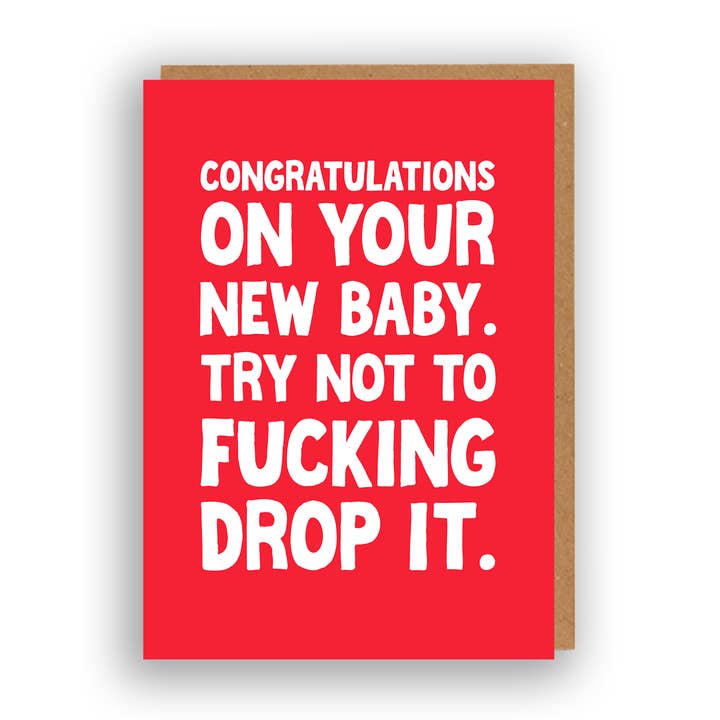 Try Not To Fucking Drop It New Baby for wholesale by The Sweary Card Co