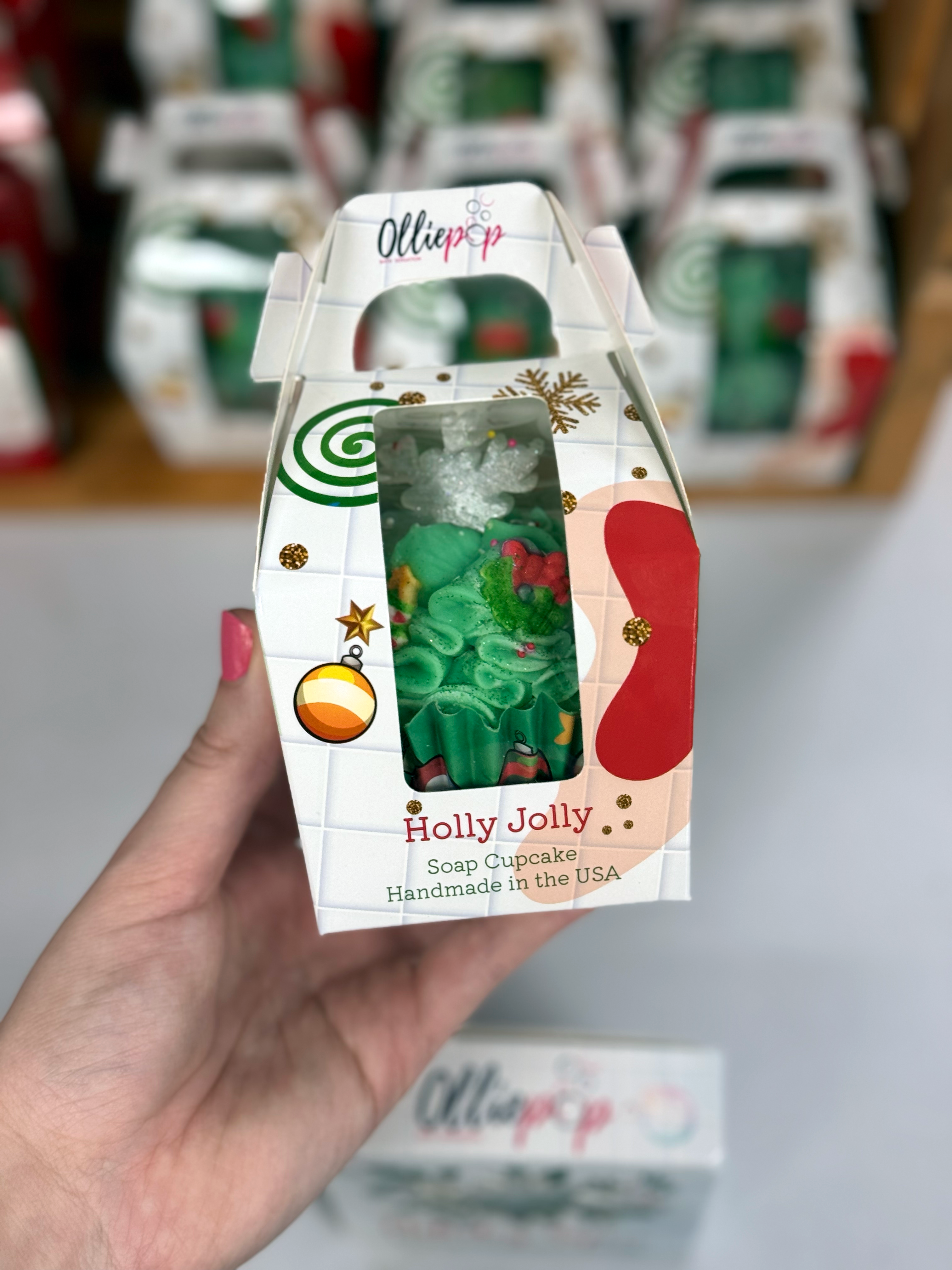 Olliepop - Wholesale Bar Soap - Handmade Holly Jolly Cupcake Soap1