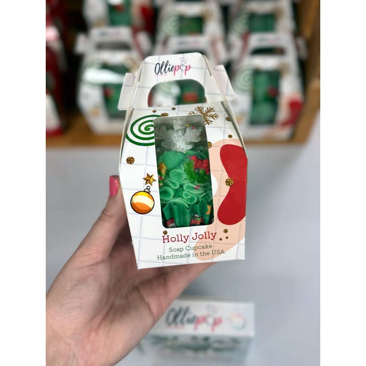 Olliepop - Wholesale Bar Soap - Handmade Holly Jolly Cupcake Soap1