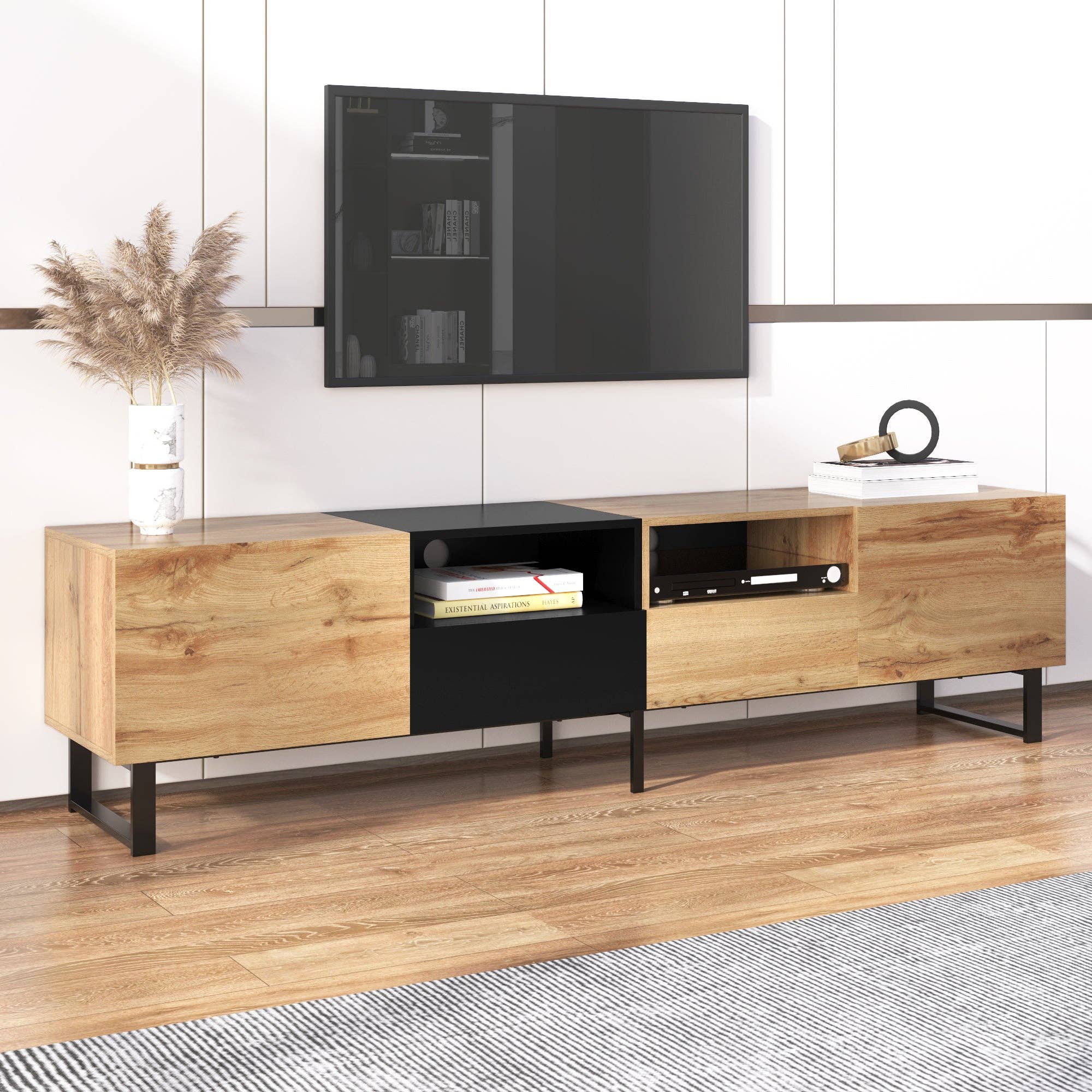 Urban Meuble - Wholesale Console Table - Modern TV stand with black and wood design and spacious storage space MODAI21