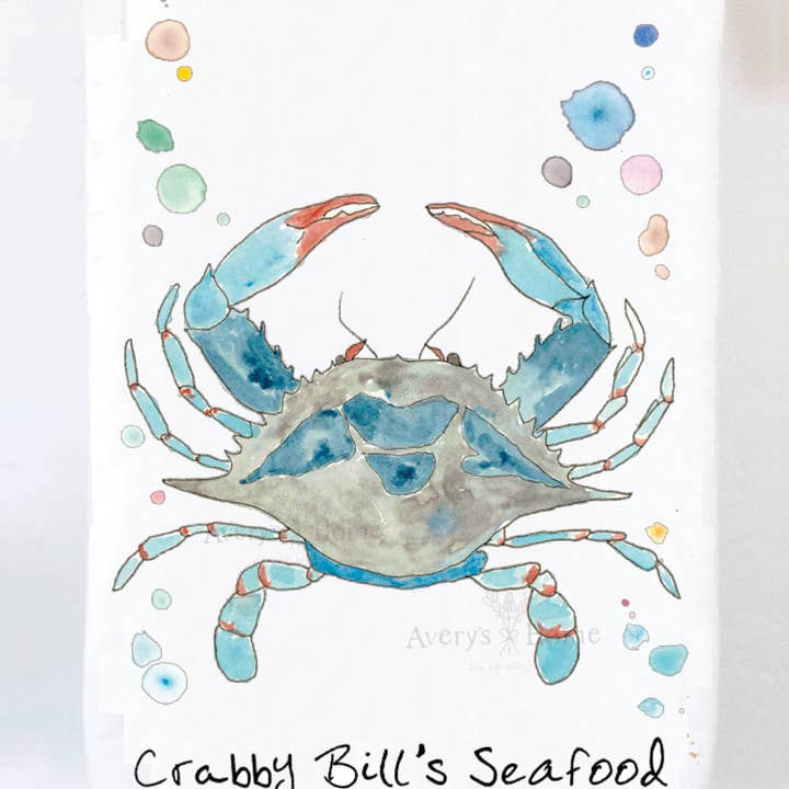 Avery's Home - Vente Torchons - Torchon côtier personnalisable "Blue Crab Ocean"4