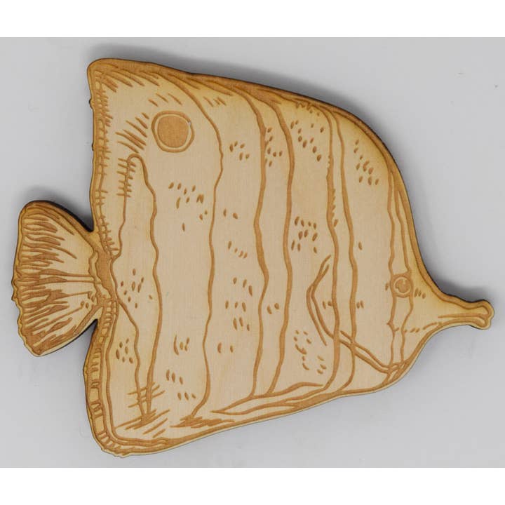 Wood Engraved Fish Magnet for wholesale by Shore Thing Laser Engraving LLC
