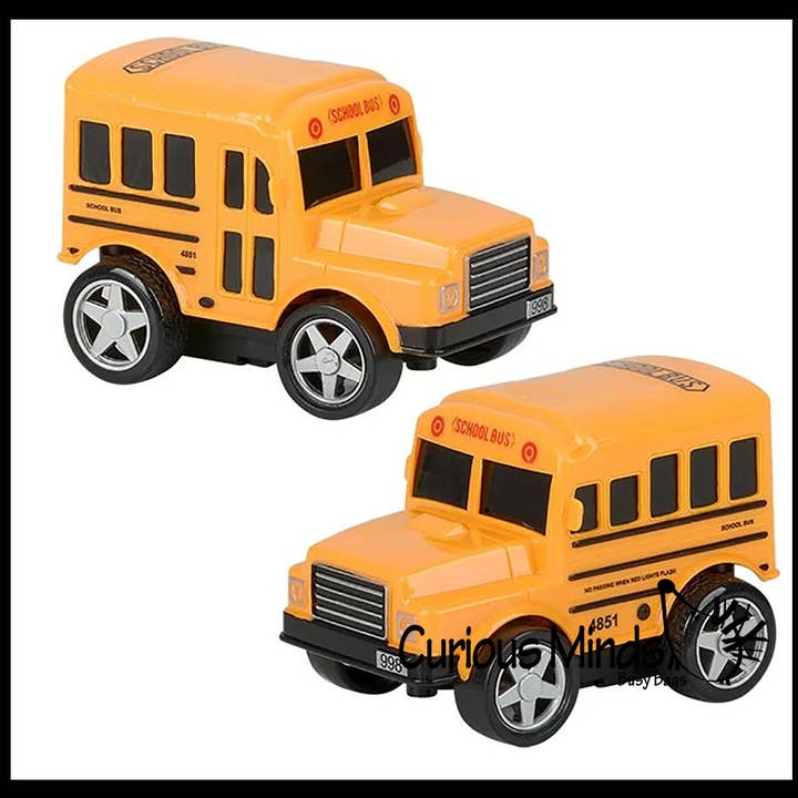 Curious Minds Toys - Wholesale Toy Car/Truck - Kids - 1 Friction School Bus Pull Back Racer Cars - Pullback Toy - 3