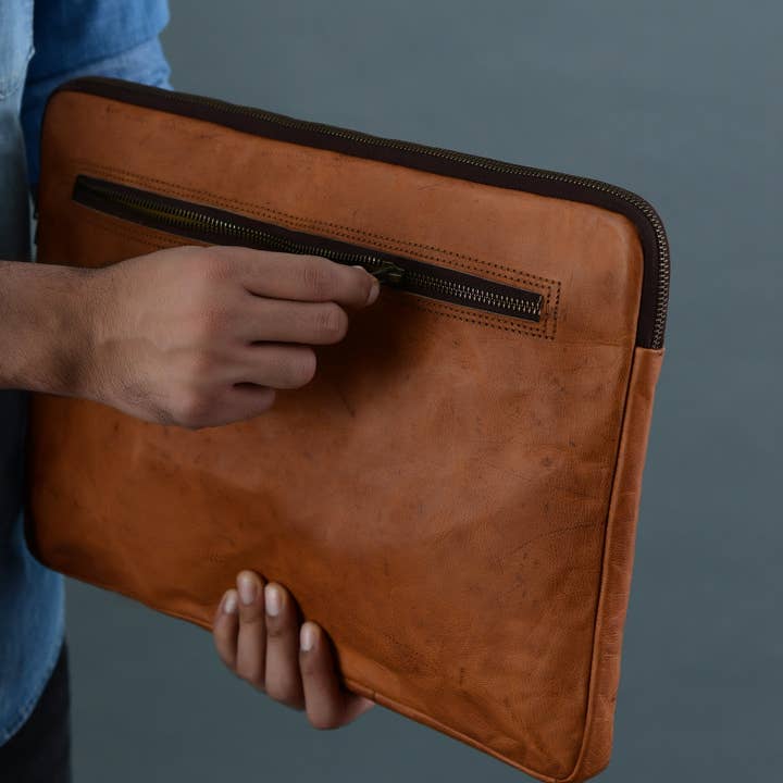 Classy Leather Bags – Engroshandel Taske til bærbar computer/tablet - Dame – Zento laptop Sleeve - Tan brun6