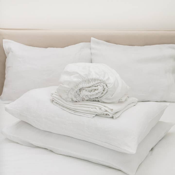 Linen Spells - Wholesale Sheet Set - White Linen Sheet Set (4 pcs.)0