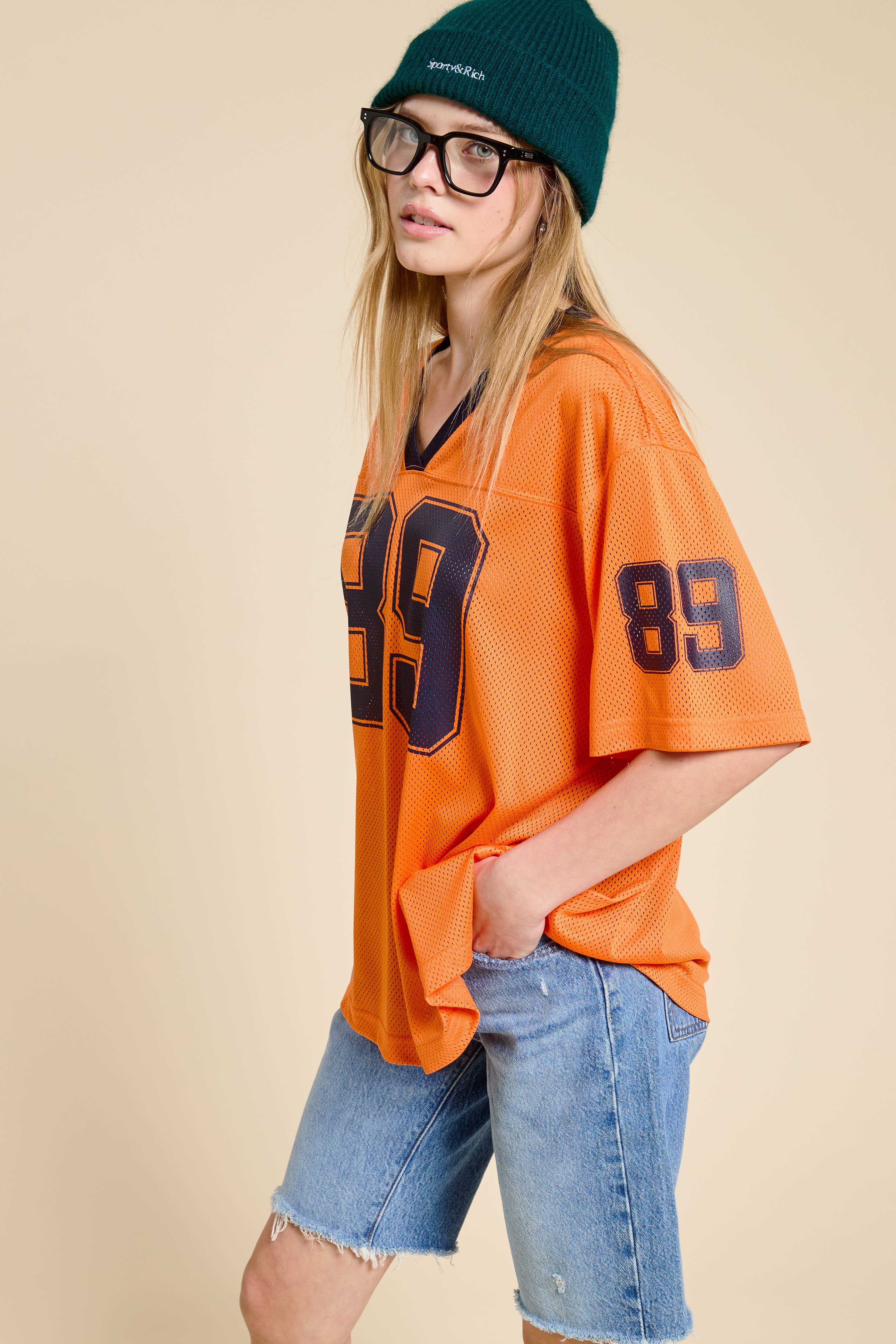 Mimosa - Wholesale T-Shirt - Women's - Sporty V Neck Short Sleeve Jersey Top with 89 Graphic Print7