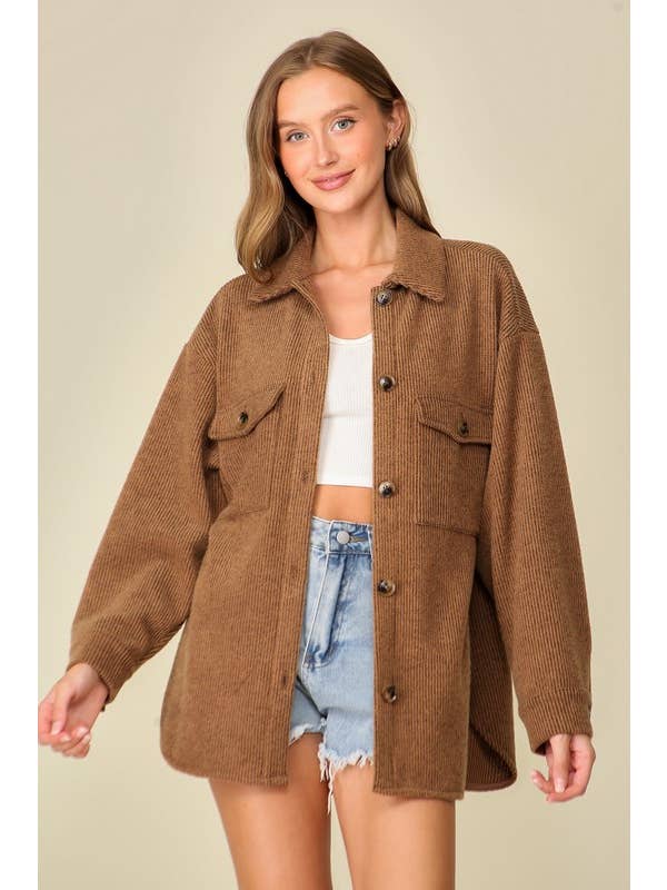 42POPS - Wholesale Shirt Jacket/Shacket - Women's - .Brushed waffle knit shacket8