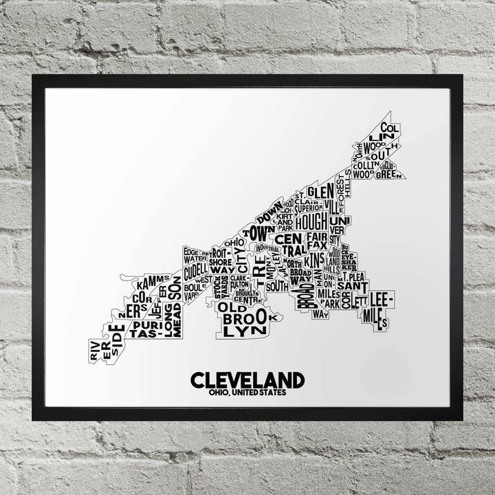 Cleveland Ohio Quartier Typographie de la ville Imprimer pour la vente par Damon D Chan