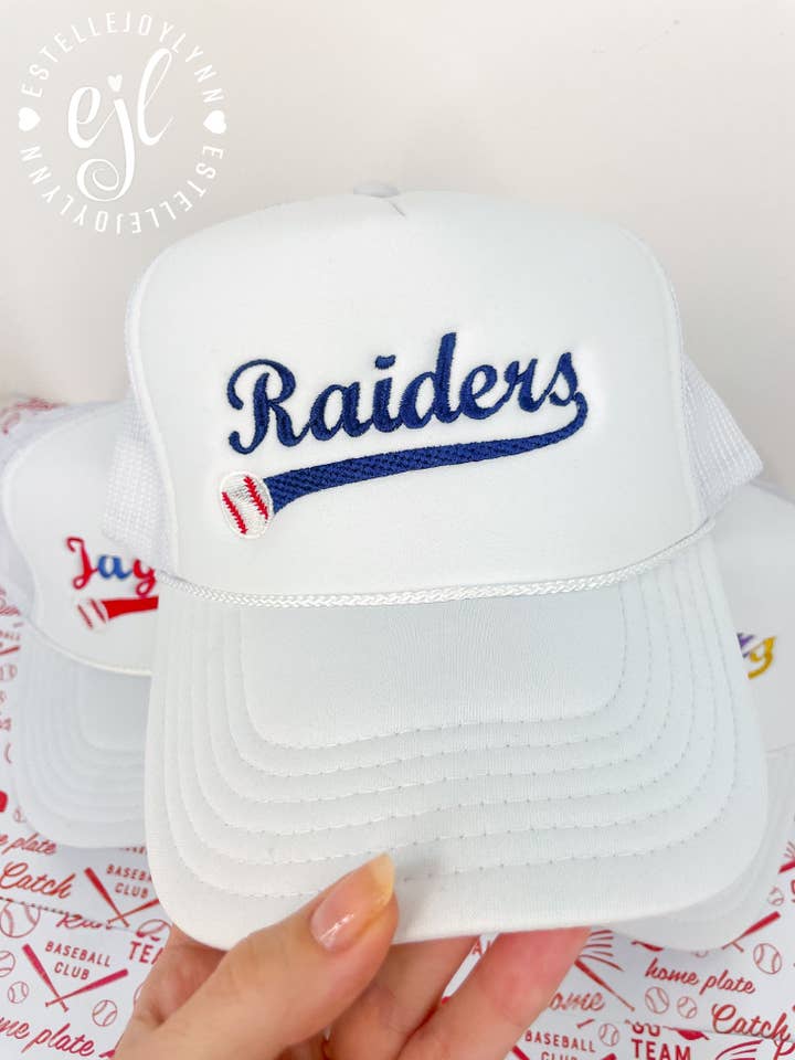 Baseball Swoosh Trucker Hat / Custom / Any Word on Our Hats for wholesale by EstelleJoyLynn, LLC