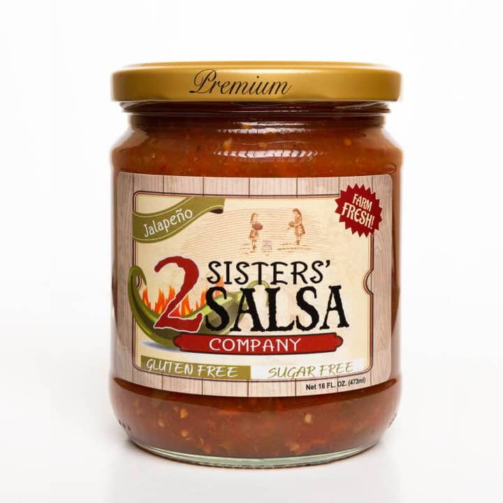 2 SISTERS' SALSA Gluten Free Jalapeño Salsa (16oz jar) for wholesale by 2 Sisters' Salsa Company