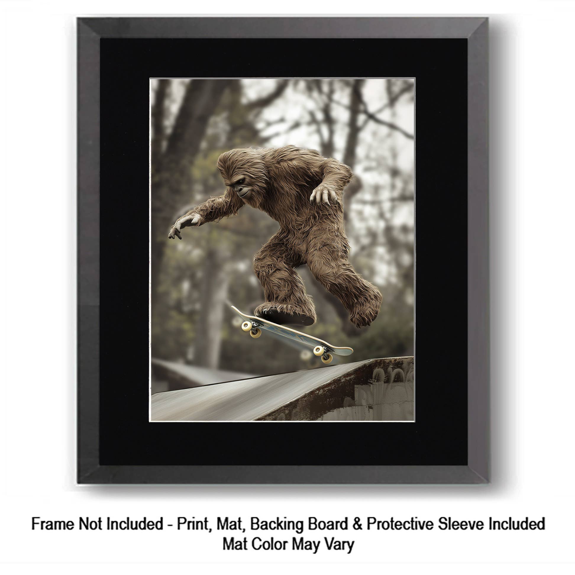 Mowbi - Vendita all'ingrosso Stampa artistica - Tipo Tosto, Bigfoot: Credi in Te Stesso - Stampe d'Arte di Criptidi - Stampe di Bigfoot – Opera d'Arte 8″x8″ in Passepartout 12″x12″26