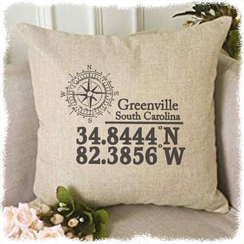 Familiar Goods - Wholesale Throw/Decorative Pillow - Lat/Long 3 Pillow