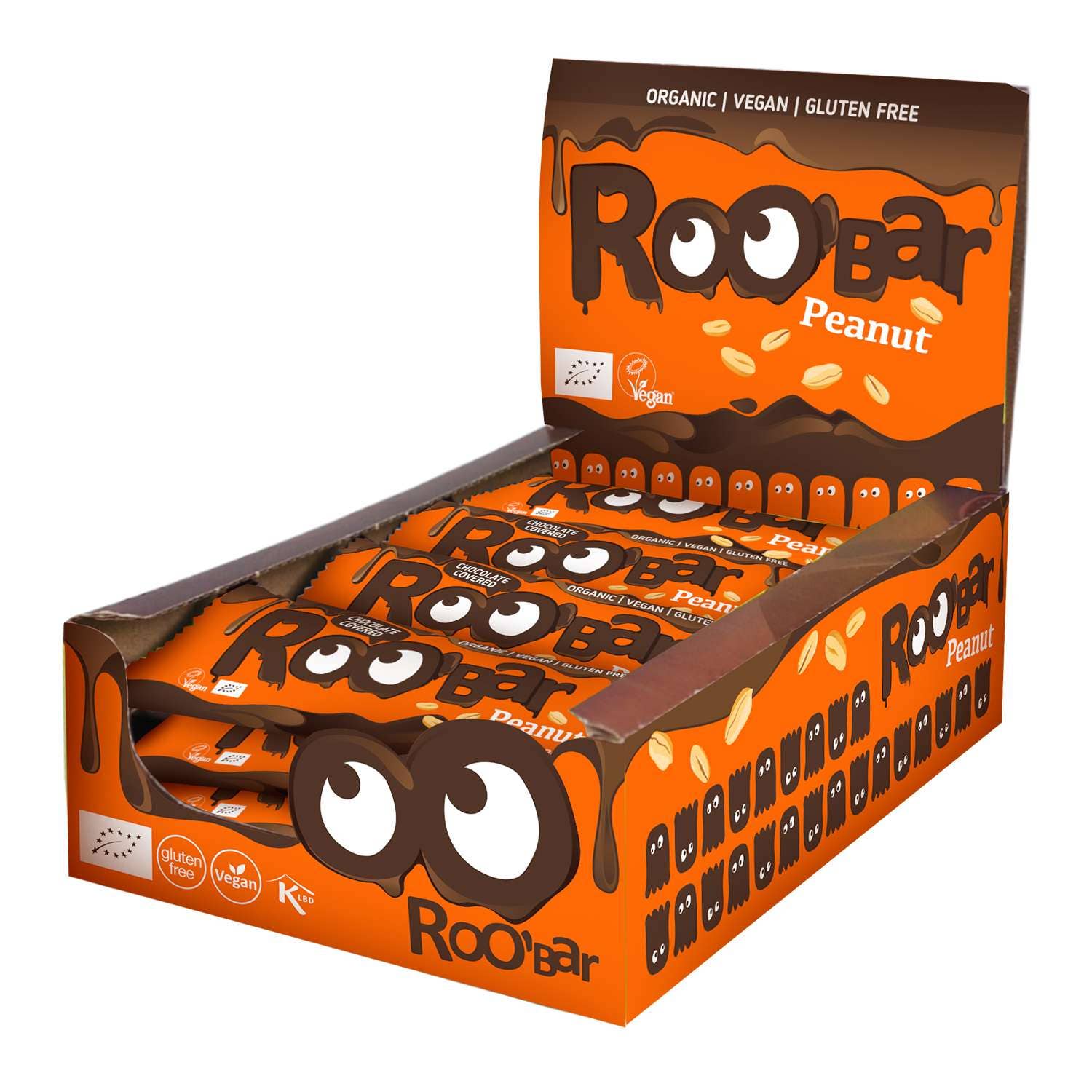 Smart Organic - Venta al por mayor Chocolate - Barra de maní cubierta de chocolate orgánico Roobar, 30 g2
