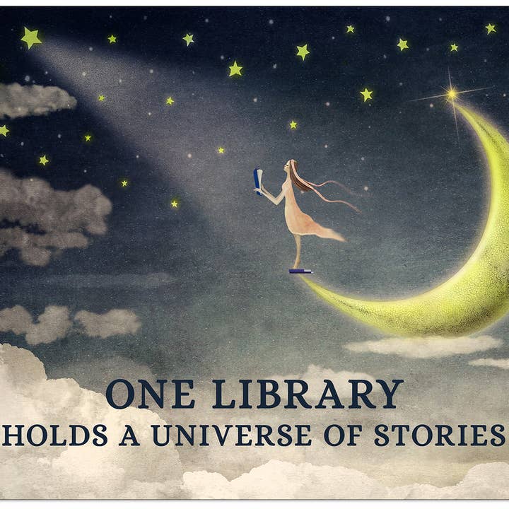 Impressão de Arte Fina 8" x 10" Citação Um Universo de Histórias por atacado de Echo-Lit