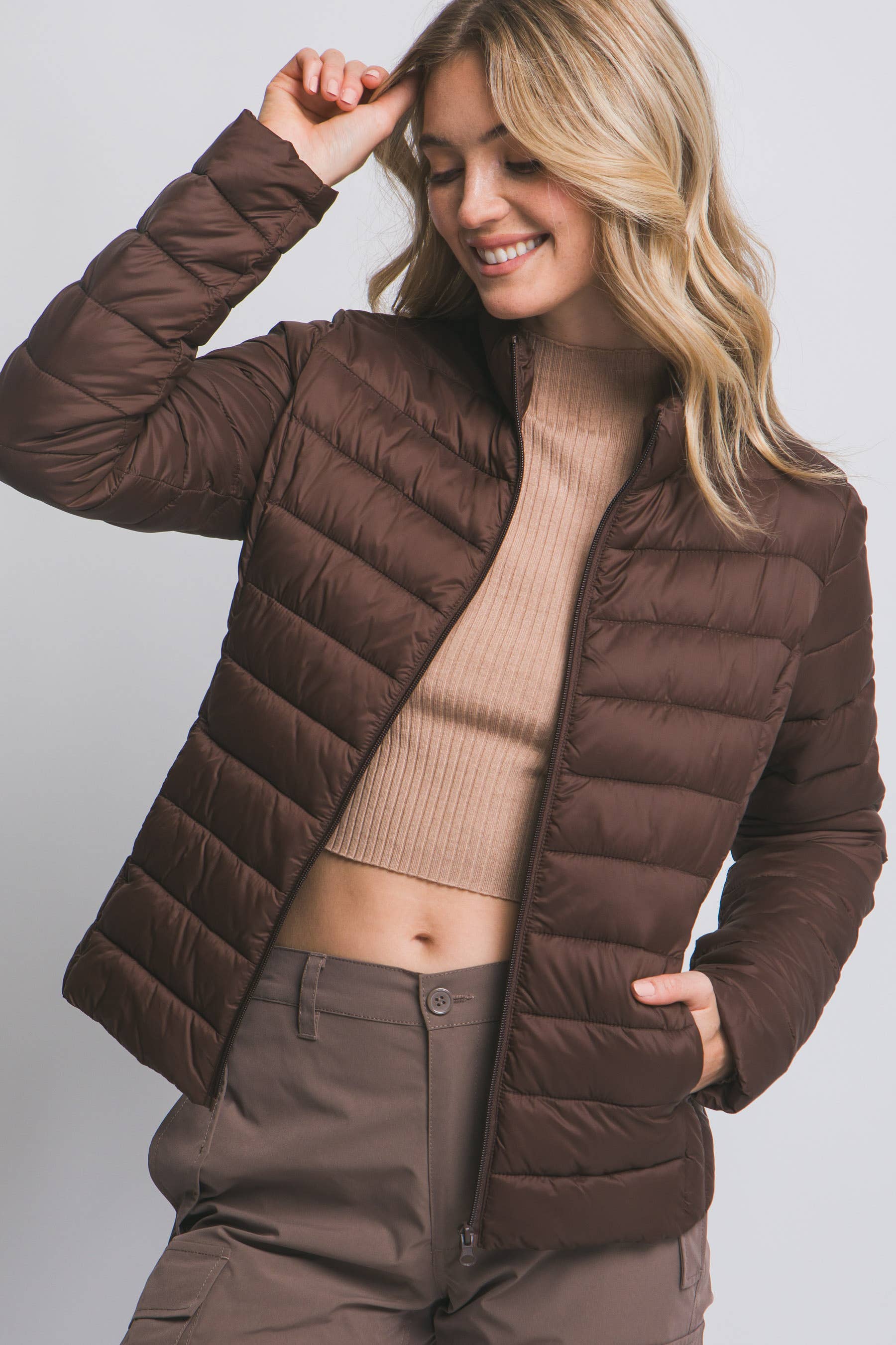 Peace Love Line - Wholesale Puffer Jacket - Women's - PL4300 - LT WEIGHT LONG SLEEVE PUFFER JACKET23