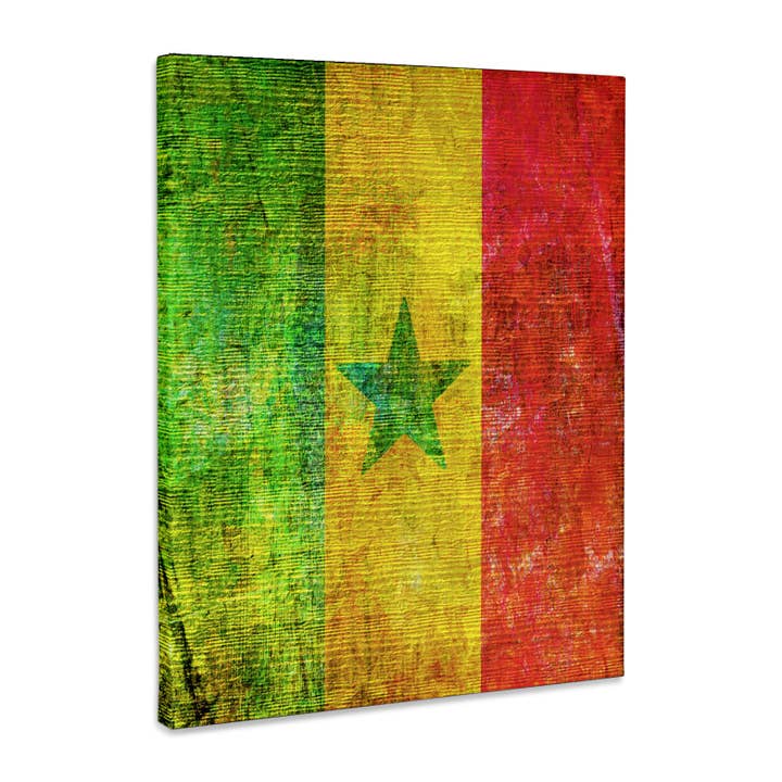3dRose - Wholesale Art Print - 3dRose, Distressed Style Grunge Flag Of Senegal, Museum Grade Canvas Wrap