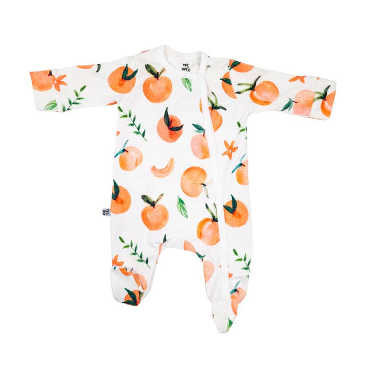 Peach baby pajamas sleeper footed one piece with snaps for wholesale by TeoBee
