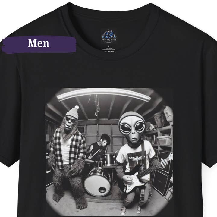 Midnight Myth - Wholesale T-Shirt (Graphic) - Men's - Garage Band 90s Vintage Grunge Shirt Alien Bigfoot Shirt Men8